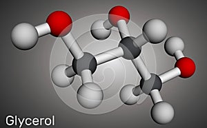 Glycerol, glycerine molecule. Molecular model. 3D rendering