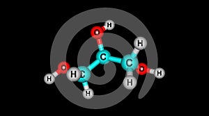 Glycerol molecular structure isolated on black