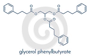 Glycerol phenylbutyrate urea cycle disorder drug molecule. Skeletal formula.