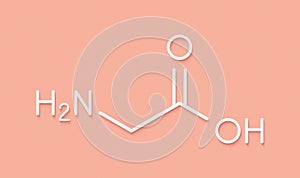 Glycine Gly, G amino acid molecule. Skeletal formula.