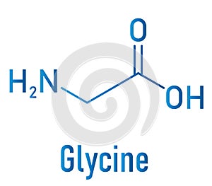 Glycine, Gly, G amino acid molecule. Skeletal formula.