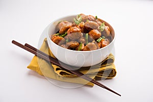 Glycine max Chunks or Soya Chunk Manchurian dry or with Gravy