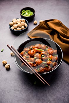 Glycine max Chunks or Soya Chunk Manchurian dry or with Gravy