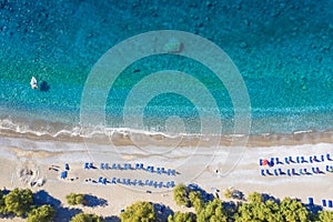 Glyka Nera beach Sweet Water or Fresh Water. View of the remote and famous Sweet Water Beach in south Crete, Greece