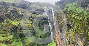 Glymur Waterfall in Iceland, the second highest waterfall in Iceland.