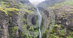 Glymur Waterfall in Iceland, the second highest waterfall in Iceland.
