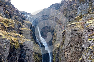 Glymur Waterfall at spring