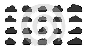 Glyph cloud shape weather bubble icon vector set