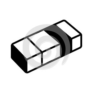glyph icon of eraser representing correction, drawing, and writing tasks