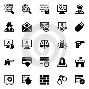 Glyph icons for crime and security.