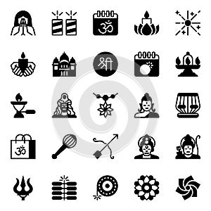 Glyph icons for happy diwali.