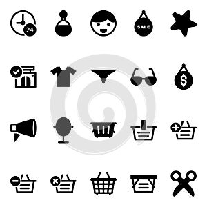 Glyph icons for shopping and ecommerce.