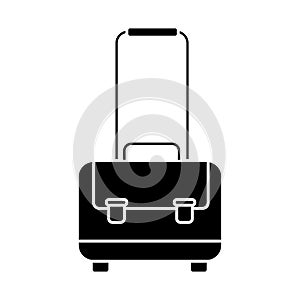 Glyph luggage icon. Brief case symbol. Travel bag button