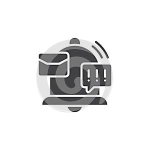 Glyph Notification icon vector with email and exclamation mark