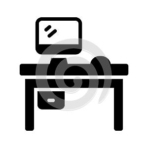 A glyph style icon of tidy workspace area