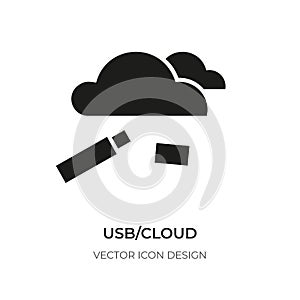 Glyph usb cloud icon storage data flash web vector