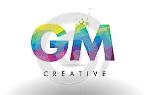 GM G M Colorful Letter Origami Triangles Design Vector.