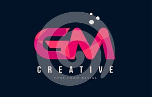 GM G M Letter Logo with Purple Low Poly Pink Triangles Concept