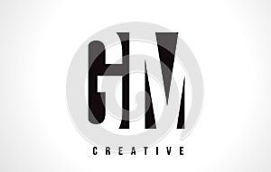 GM G M White Letter Logo Design with Black Square.