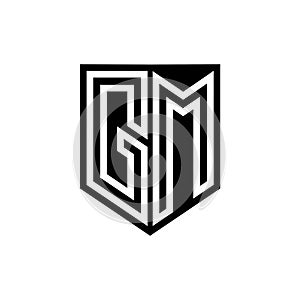 GM Logo monogram shield geometric white line inside black shield color design photo