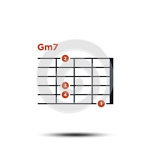 Gm7, Basic Guitar Chord Chart Icon Vector Template