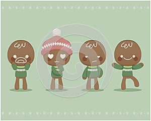Cute Merry Christmas gingerbread man cookies collection