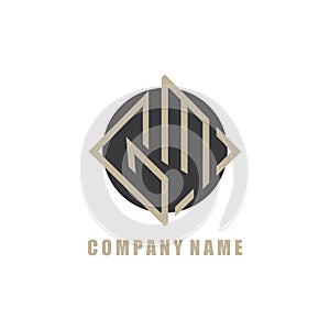 GMC logo template line emblem company vector letter design