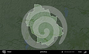 gmina Brusy highlighted, Poland. Physical