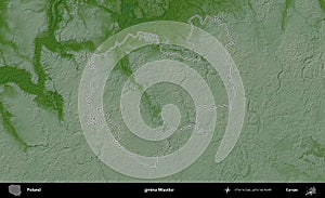 gmina Miastko outlined, Poland. Physical