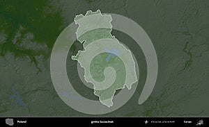 gmina Szczecinek highlighted, Poland. Physical