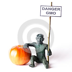 GMO concept danger figure of a man