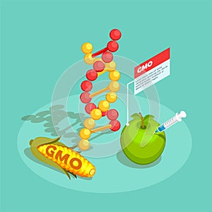 GMO Food Isometric Composition
