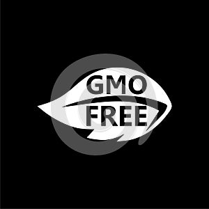 GMO Free icon logo. Non gmo food label symbol isolated on black background