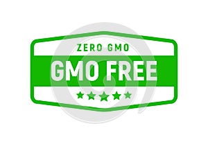 GMO Free icon logo. Non gmo food label symbol. Organic green stamp design healthy food with leaf sticker