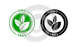 GMO free icon. Vector green non GMO label sign photo