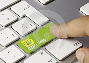 GMO Free - Inscription on Green Keyboard Key