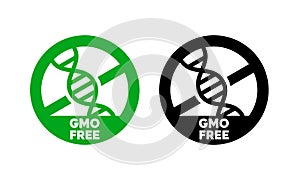 GMO free label DNA vector icon for product package