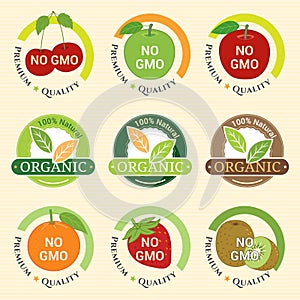 GMO Free Non GMO and organic guarantee tag label emblem sticker