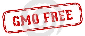 gmo free stamp. gmo free rectangular stamp on white background