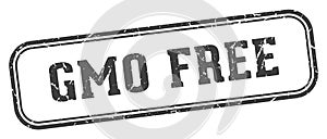 gmo free stamp. gmo free rectangular stamp on white background