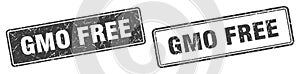 Gmo free stamp set. gmo free square grunge sign
