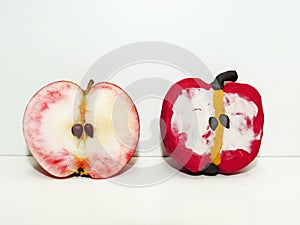 GMO idea. Comparison of two apples