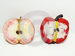 GMO idea. Comparison of two apples