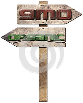 GMO and Organic - Wooden Directional Signs