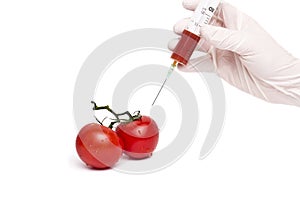 Gmo product concept: Tomato injection