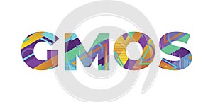 GMOs Concept Retro Colorful Word Art Illustration