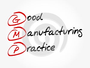 GMP - Good Manufacturing Practice acronym, business concept background