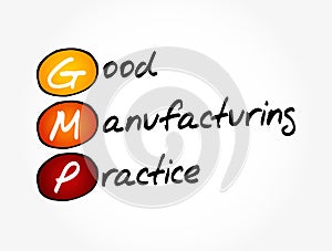 GMP - Good Manufacturing Practice acronym, business concept background