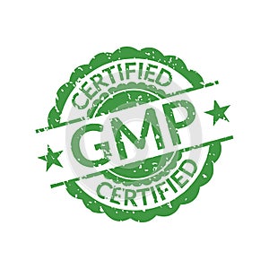 GMP stamp or seal. Good Manufacturing Practice Certified icon or logo. Vector illustration.