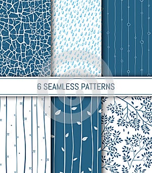 Seamless patterns set. Abstract backgrounds.